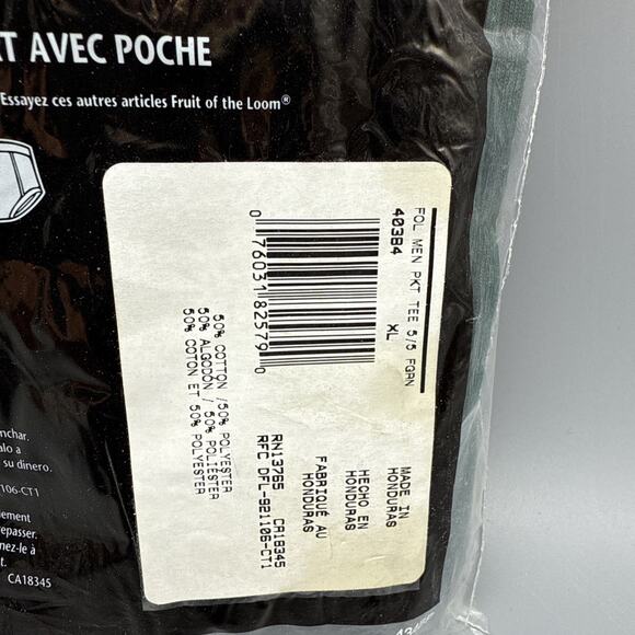 Vintage Fruit of the Loom 2000s Pocket T Shirt Large 42 44 Green 50 50 - Picture 3 of 4